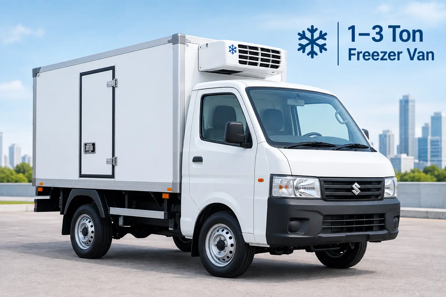 Freezer van used for frozen food delivery at sub-zero temperature in Abu Dhabi